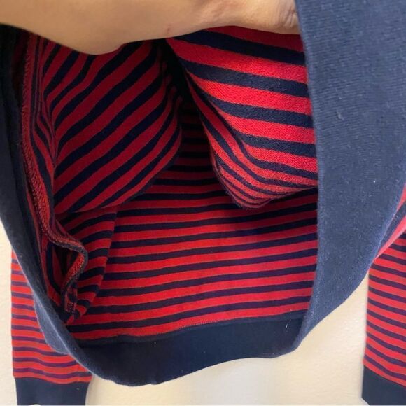 Lauren Ralph Lauren Navy blue red striped hooded full zip sweatshirt hoodie-M - Picture 7 of 11